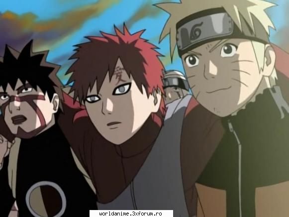 Naruto Shippuden - de la stanga la dreapta: kankuro, gaara, naruto - Naruto